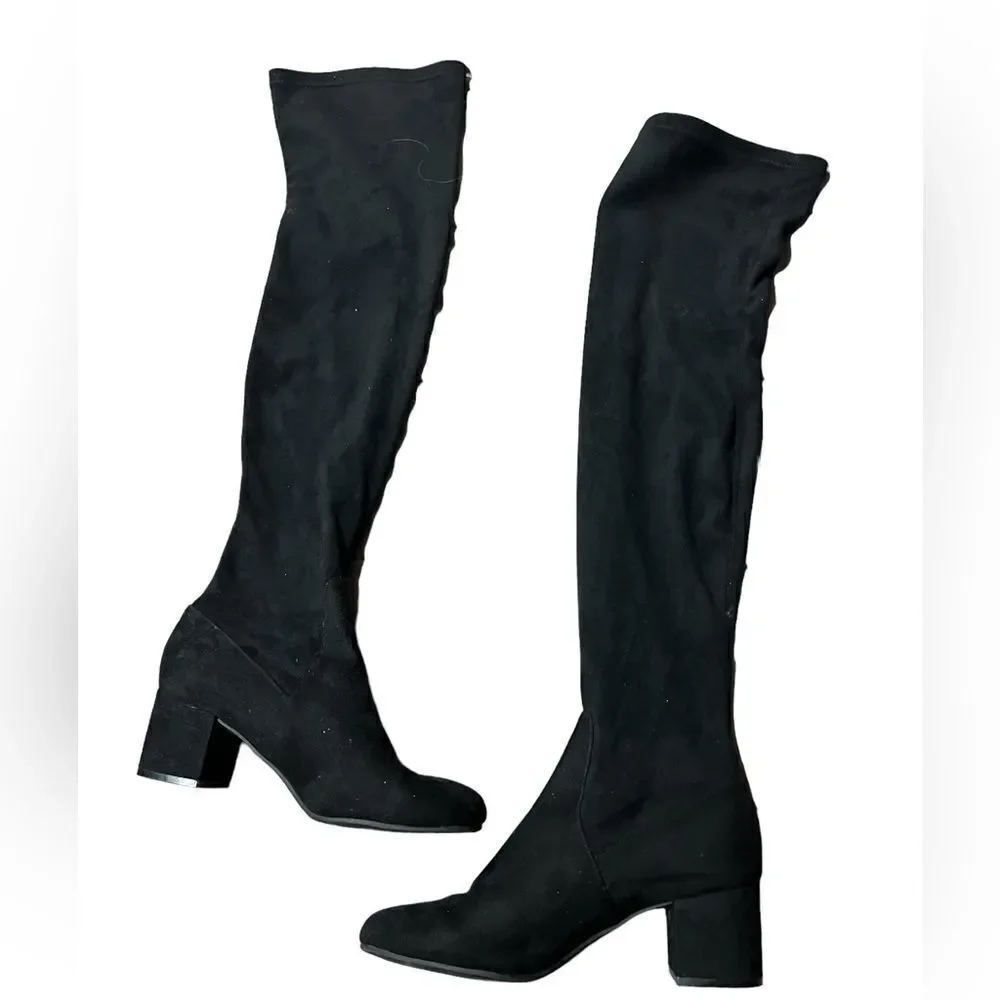 Over the knee vegan suede boots
